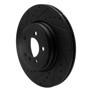 BMW 760LI Brake Rotor (1) - Rear Left - R1 Concepts - Drilled & Slotted - Black - `02-`05